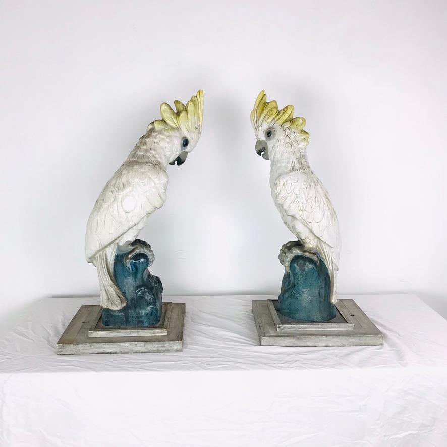 Pair of Monumental Antique Porcelain Cockatoos 11