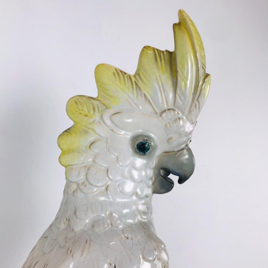 20th Century Pair of Monumental Antique Porcelain Cockatoos