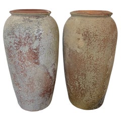 Pair of Monumental Antique Water Jars - Tall Crucible Form Olive Jars