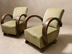 Pair of Monumental Art Deco Bentwood Club Chairs, France, circa 1930