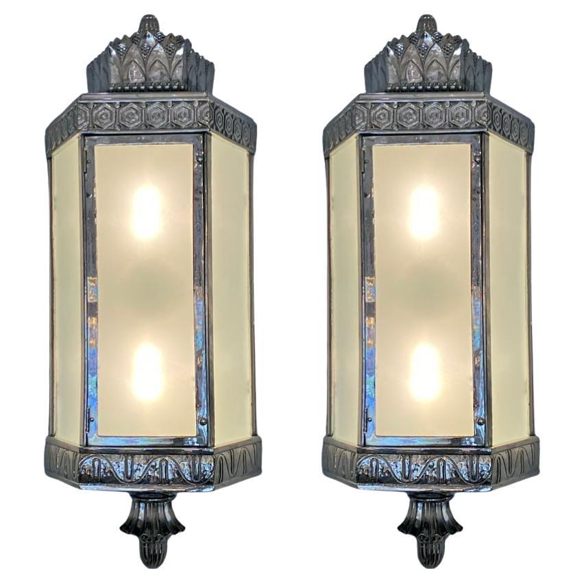 Art Deco Pair of Monumental Sconces