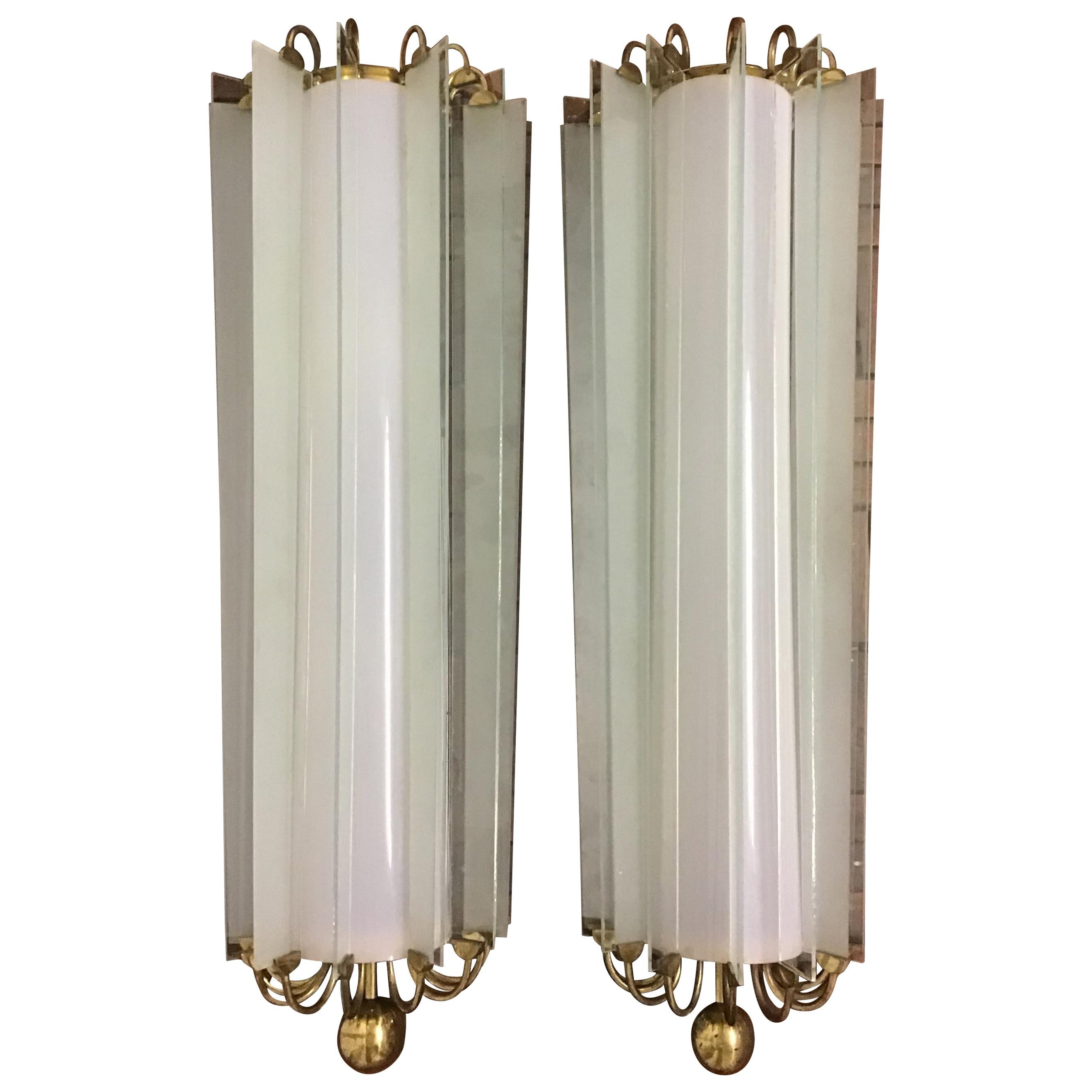 Pair of Art Deco Wall Sconces, Bauhaus, Germany, 1930s