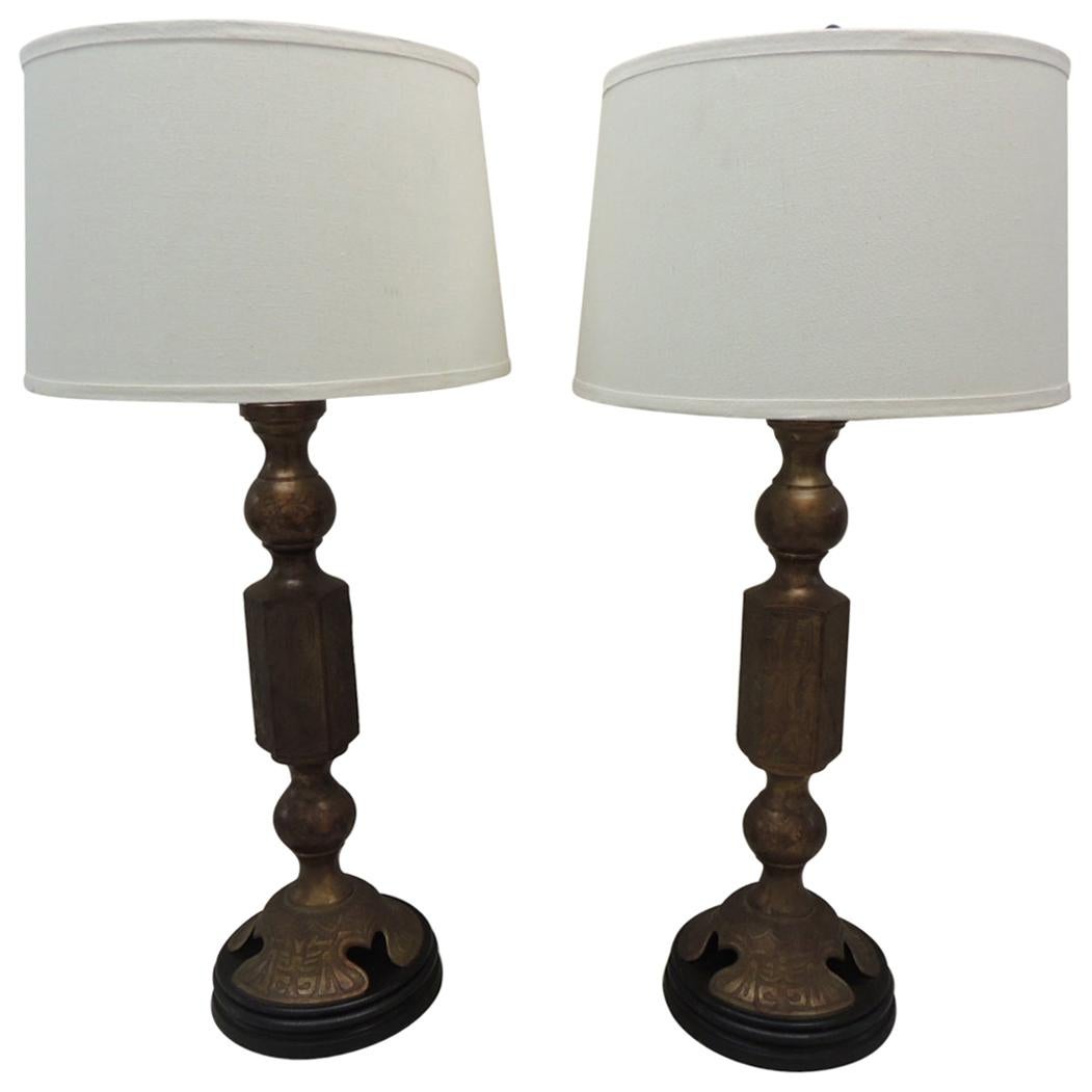 Handcarved Teak Asian Lamp For Sale at 1stDibs