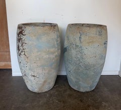 Pair of Monumental Atelier Vierkant Style Planters - Ocean Blue Patina