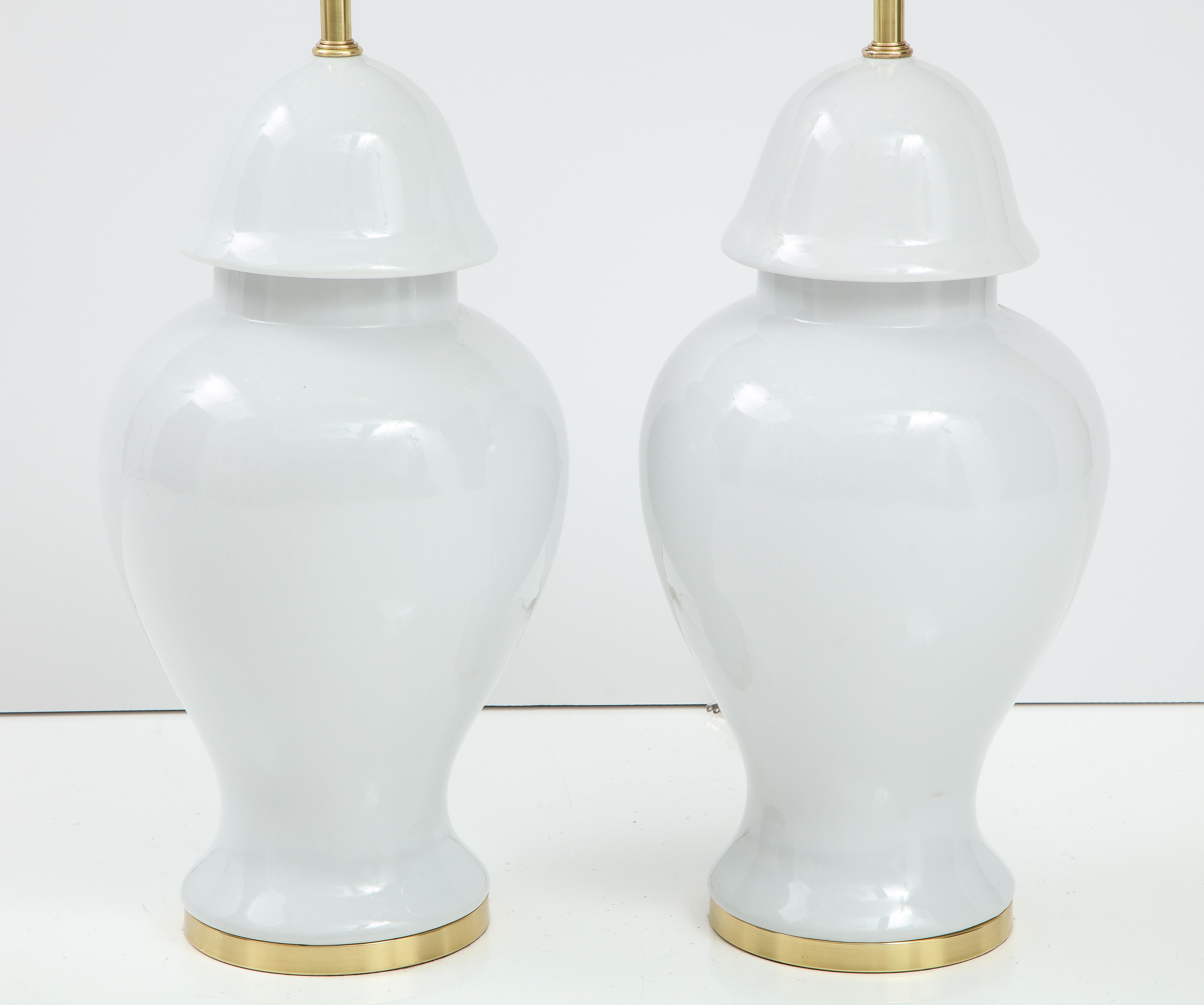 Modern Pair of Monumental Blanc de Chine Lamps For Sale