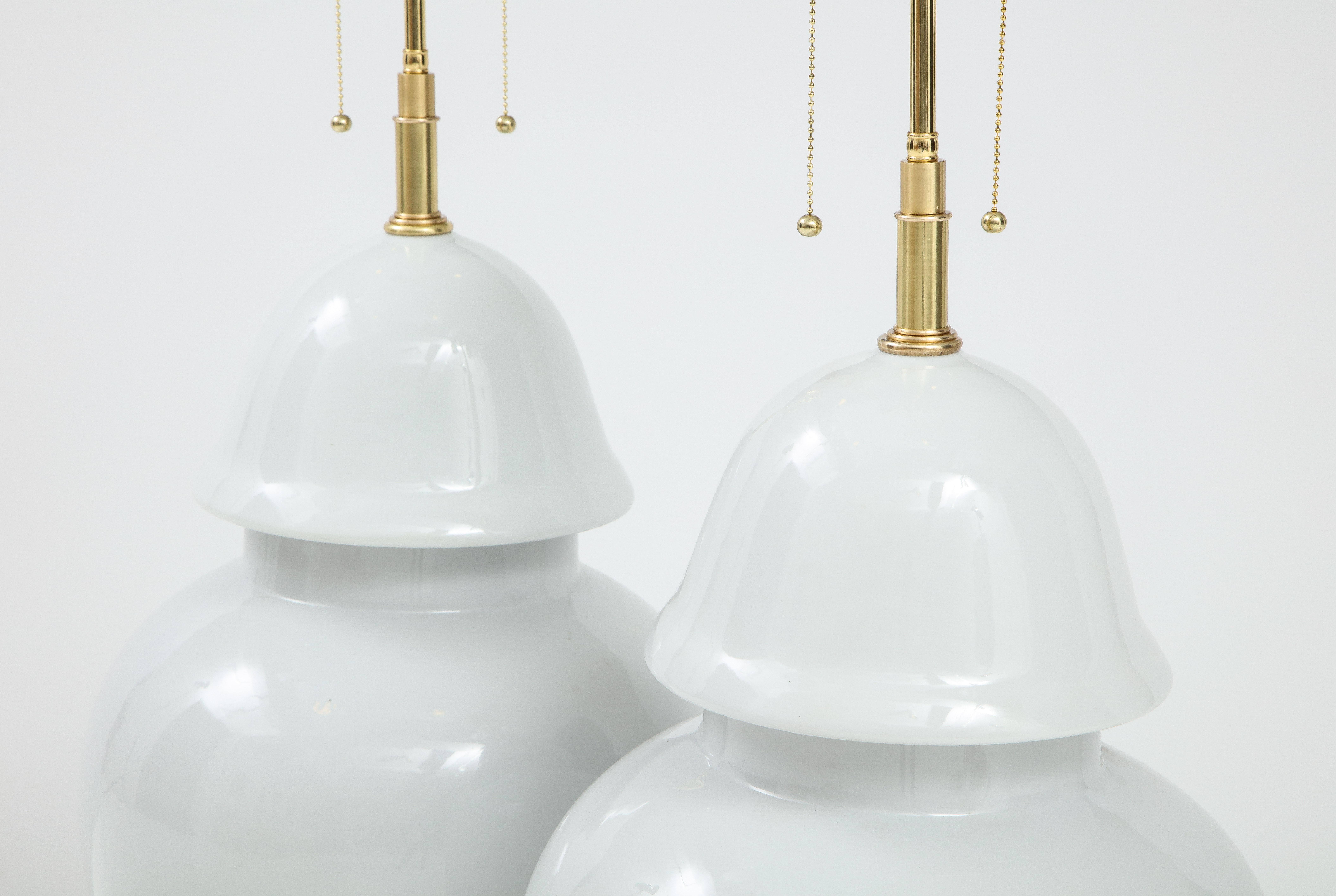 Late 20th Century Pair of Monumental Blanc de Chine Lamps For Sale