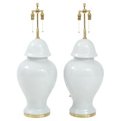 Vintage Pair of Monumental Blanc de Chine Lamps