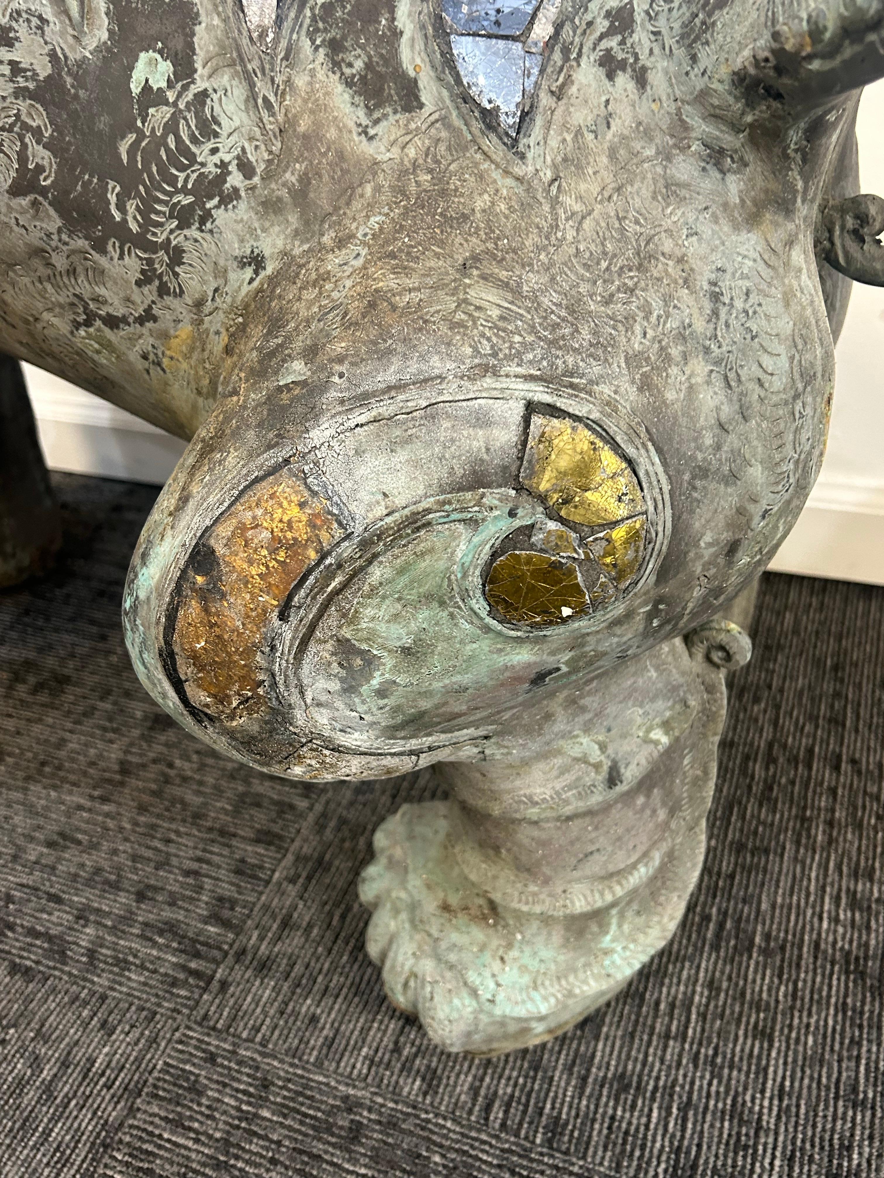 Pair of monumental bronze Foo Dogs For Sale 5
