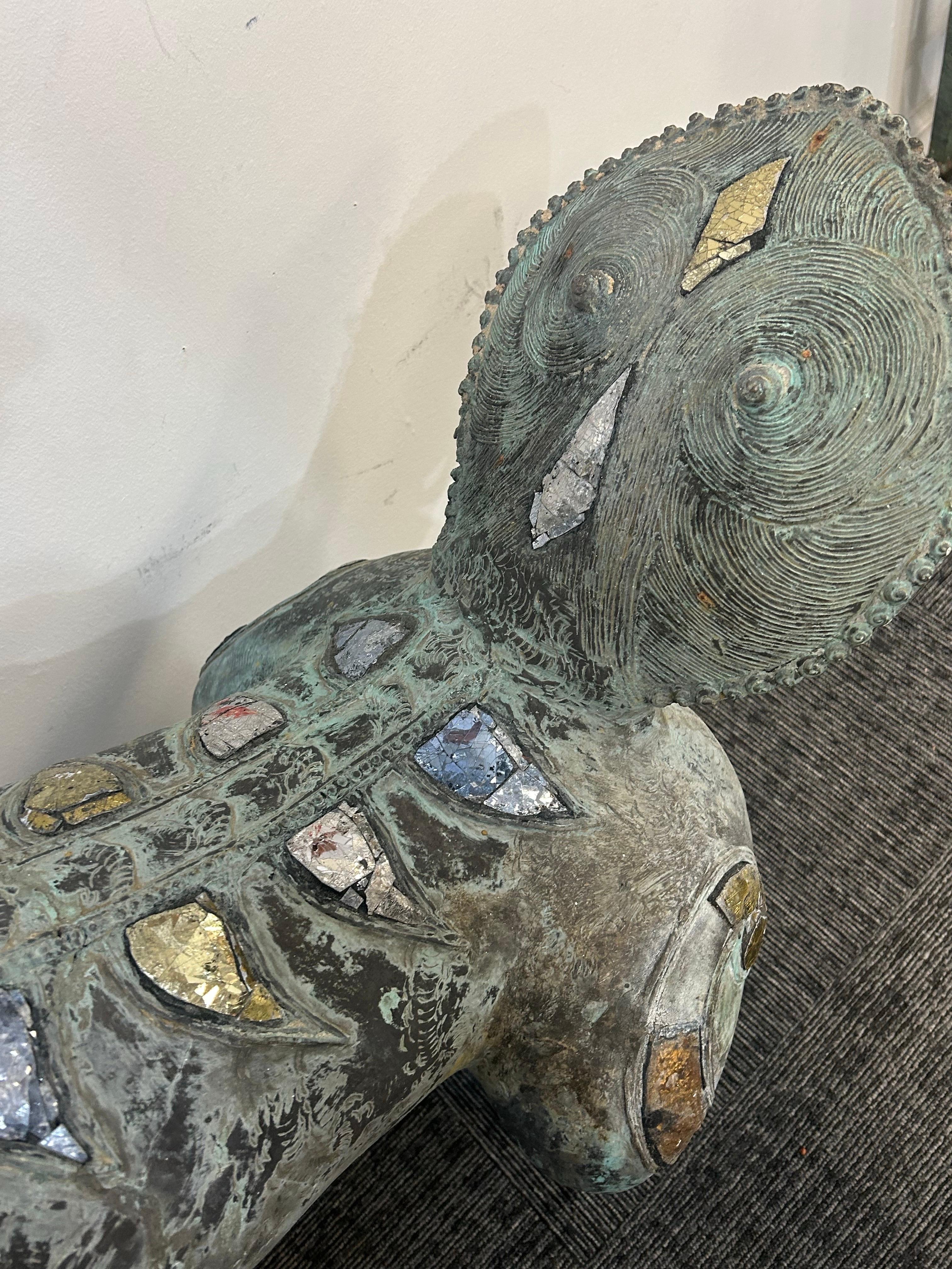 Pair of monumental bronze Foo Dogs For Sale 10