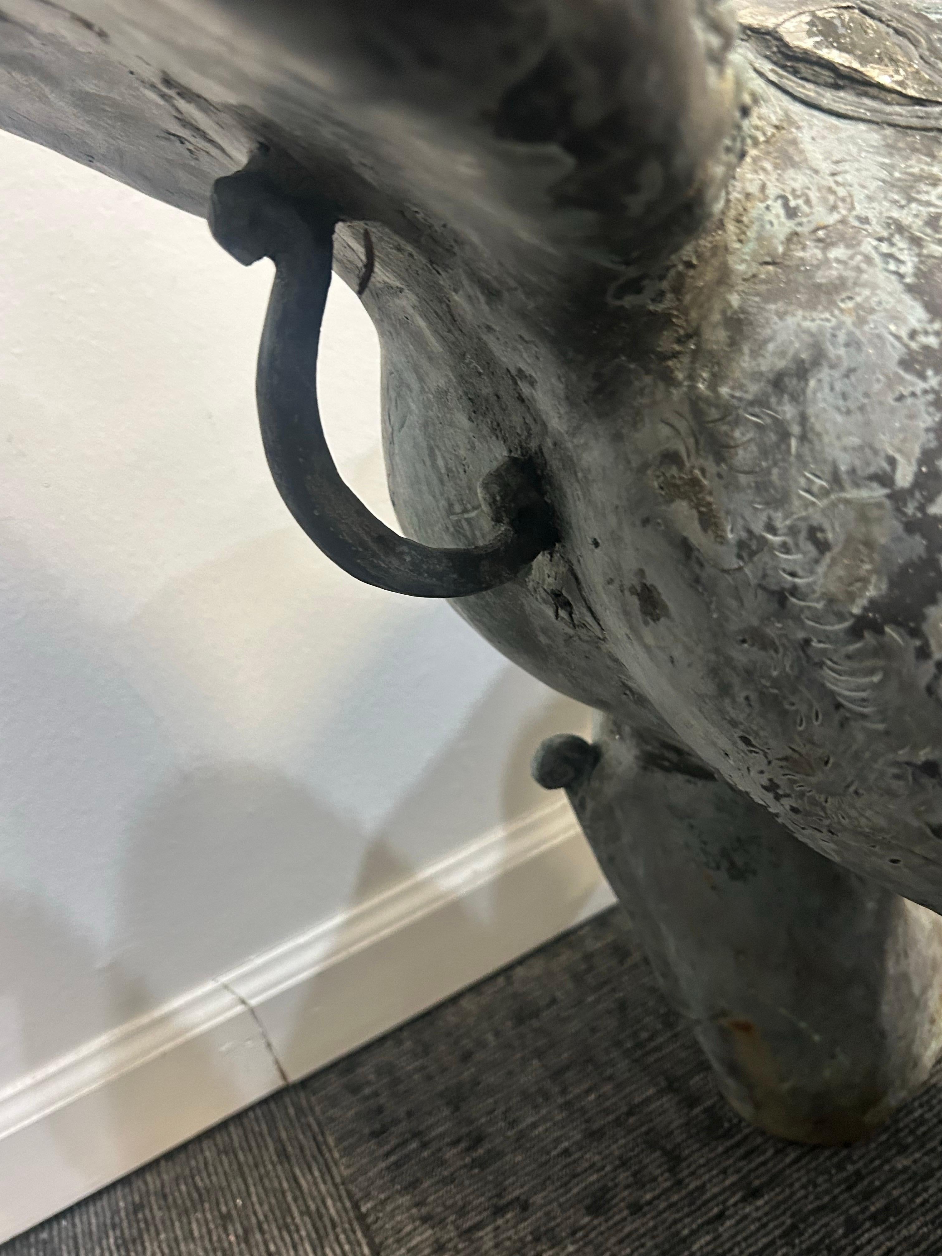 Bronze Pair of monumental bronze Foo Dogs For Sale