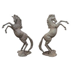 Pair of Monumental Bronze Horses, Naples, Italy, 1980s