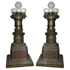 Pair of Monumental Bronze Torcheres from a Chicago Courthouse, Dated 1927.