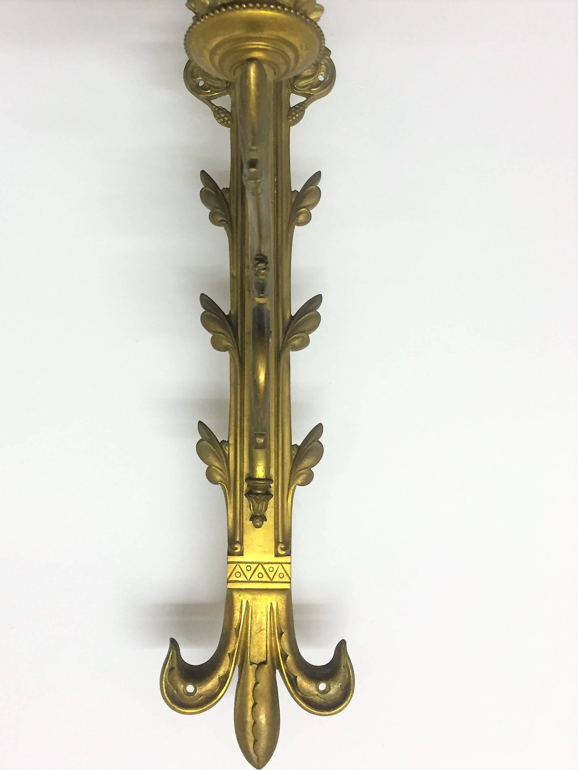 Pair of Monumental  Bronze Wall Sconces, France, 19th Century In Excellent Condition In Wiesbaden, Hessen