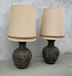 Pair of Monumental Brutalist Table Lamps by Lee Rosen for Design Technics 1960's