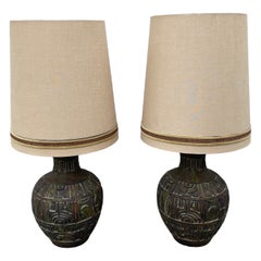 Pair of Monumental Brutalist Table Lamps by Lee Rosen for Design Technics 1960's