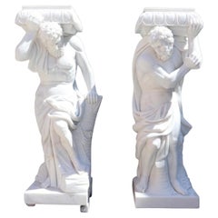 Paire de sculptures monumentales en marbre de Carrare, Italie 200 cm