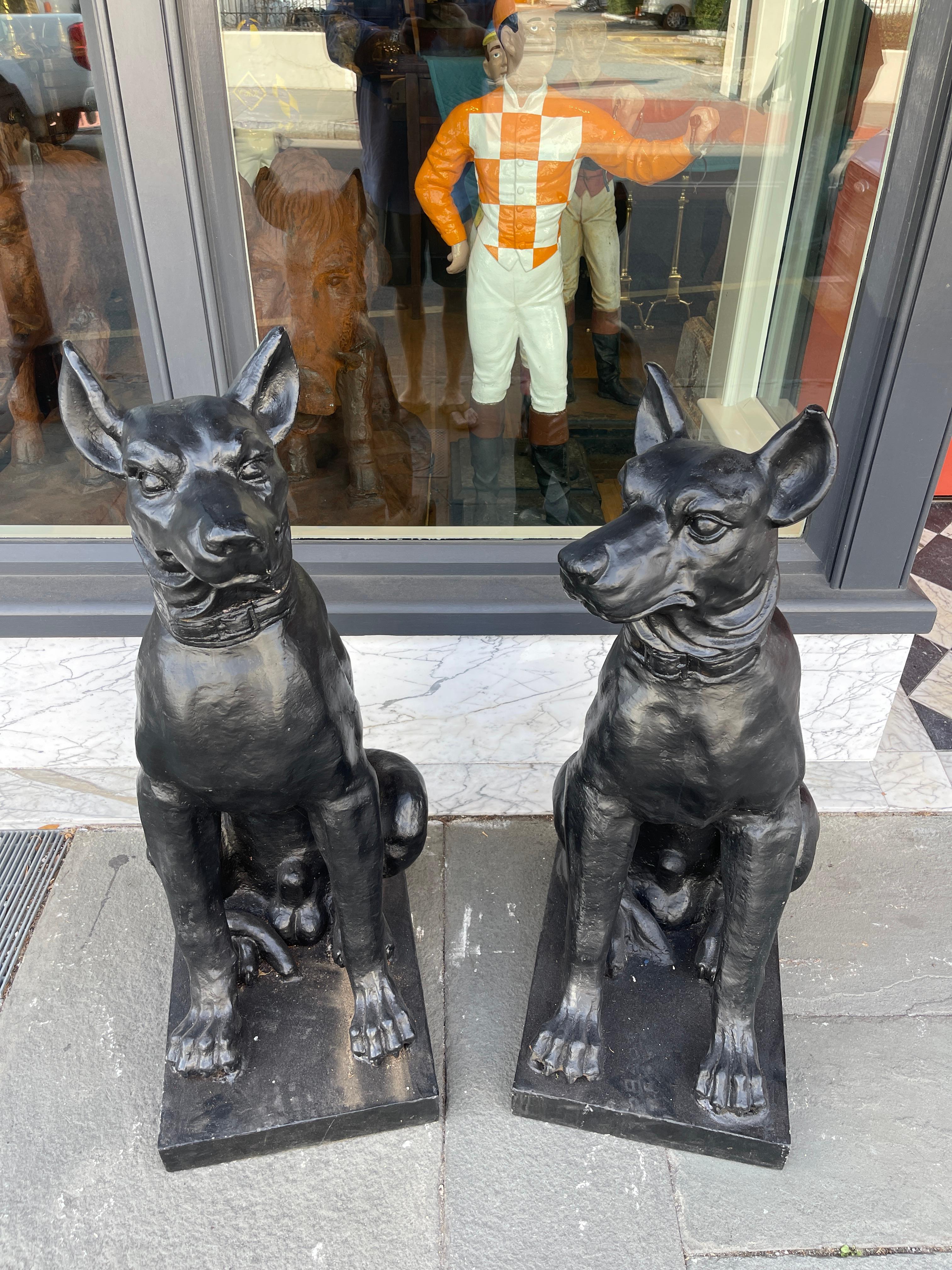 Pair of Monumental Cast Iron 19th Century Cast Iron Dogs In Good Condition In Charleston, SC
