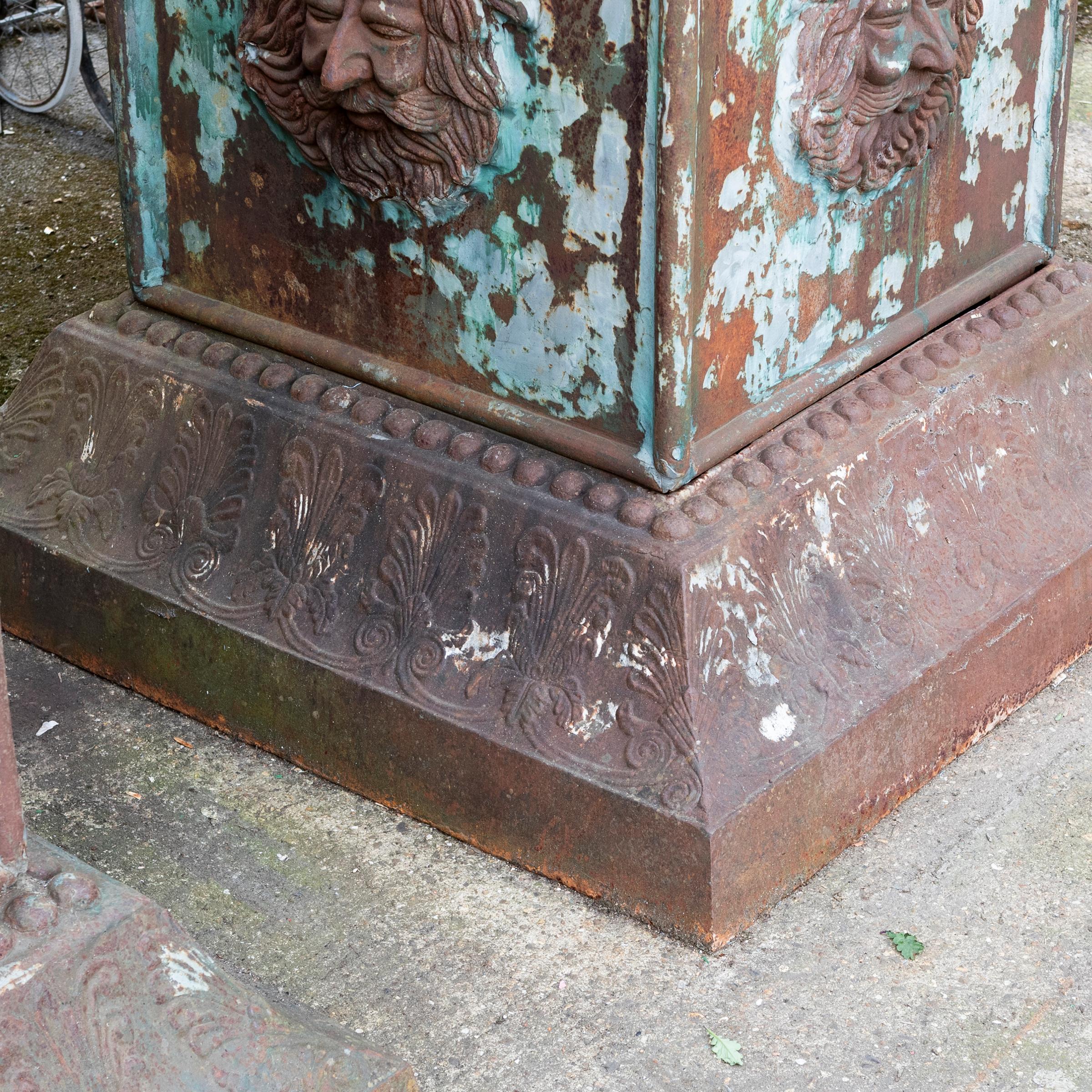 Pair of Monumental Cast Iron Urns on Plinths For Sale 11