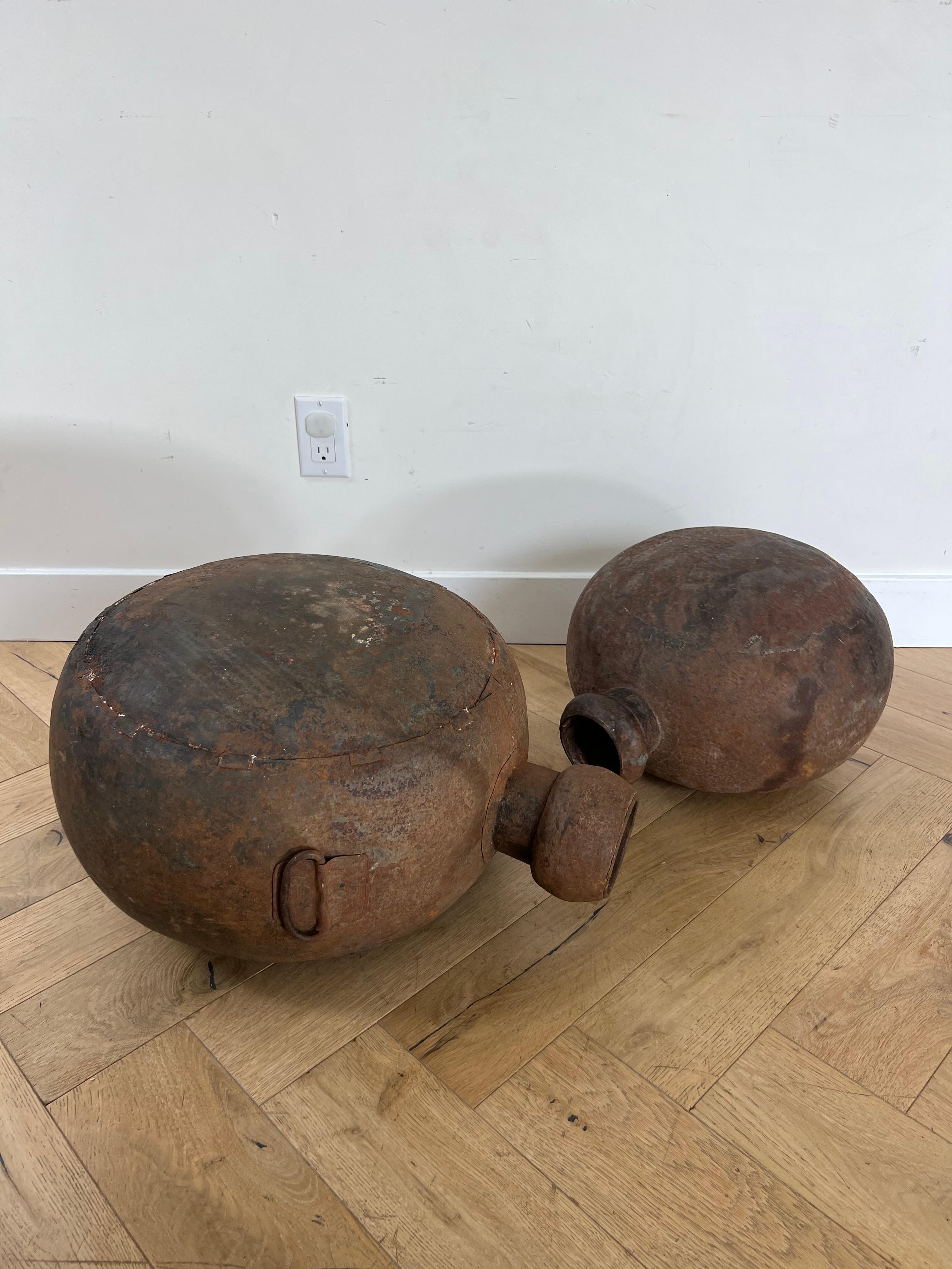 Pair of Monumental Cast Iron Vessels, 1940s 13