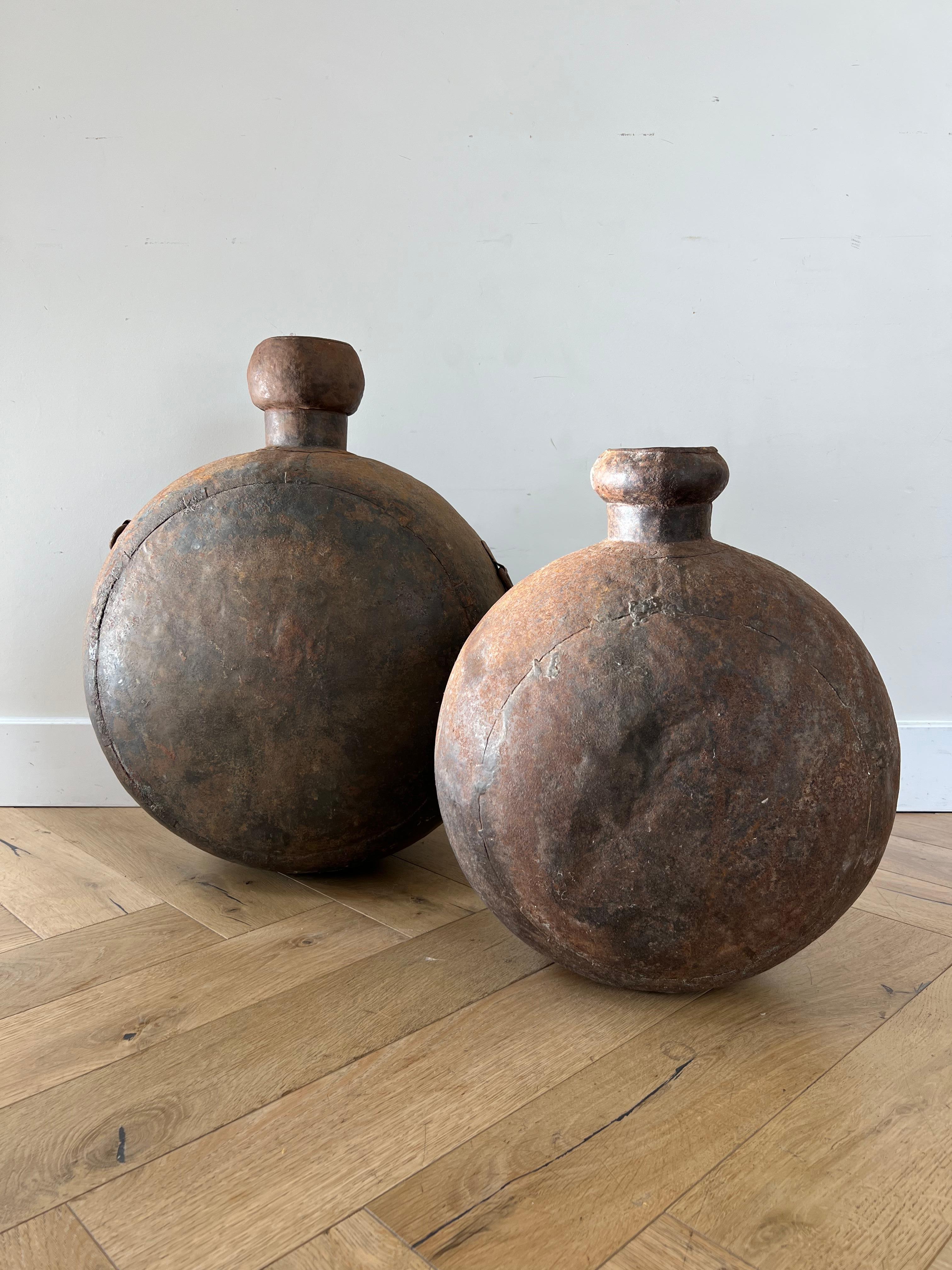 Mid-20th Century Pair of Monumental Cast Iron Vessels, 1940s