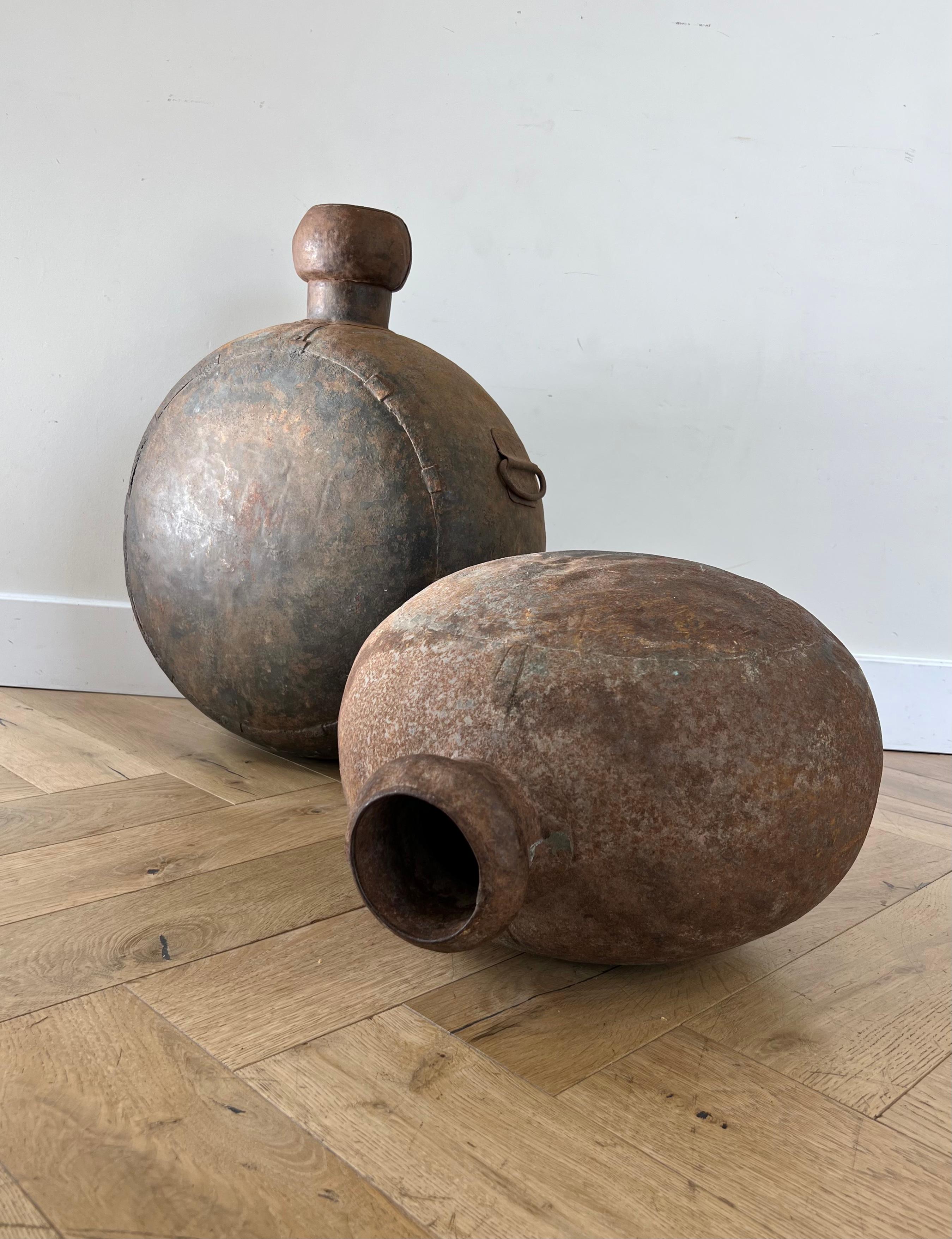 Pair of Monumental Cast Iron Vessels, 1940s 1