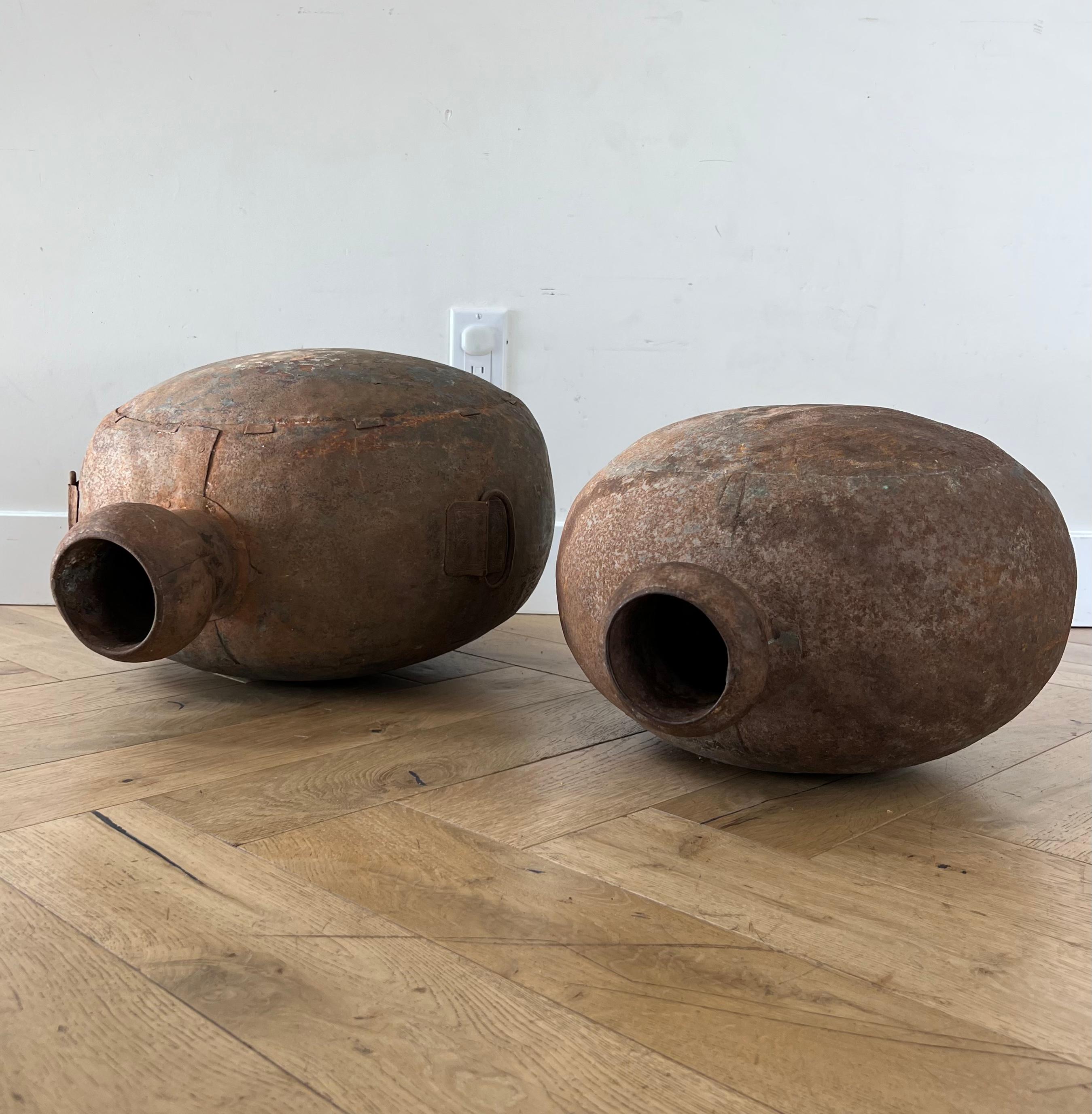 Pair of Monumental Cast Iron Vessels, 1940s 5