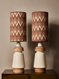 Pair of Monumental Ceramic Table Lamps by Aldo Londi for Bitossi