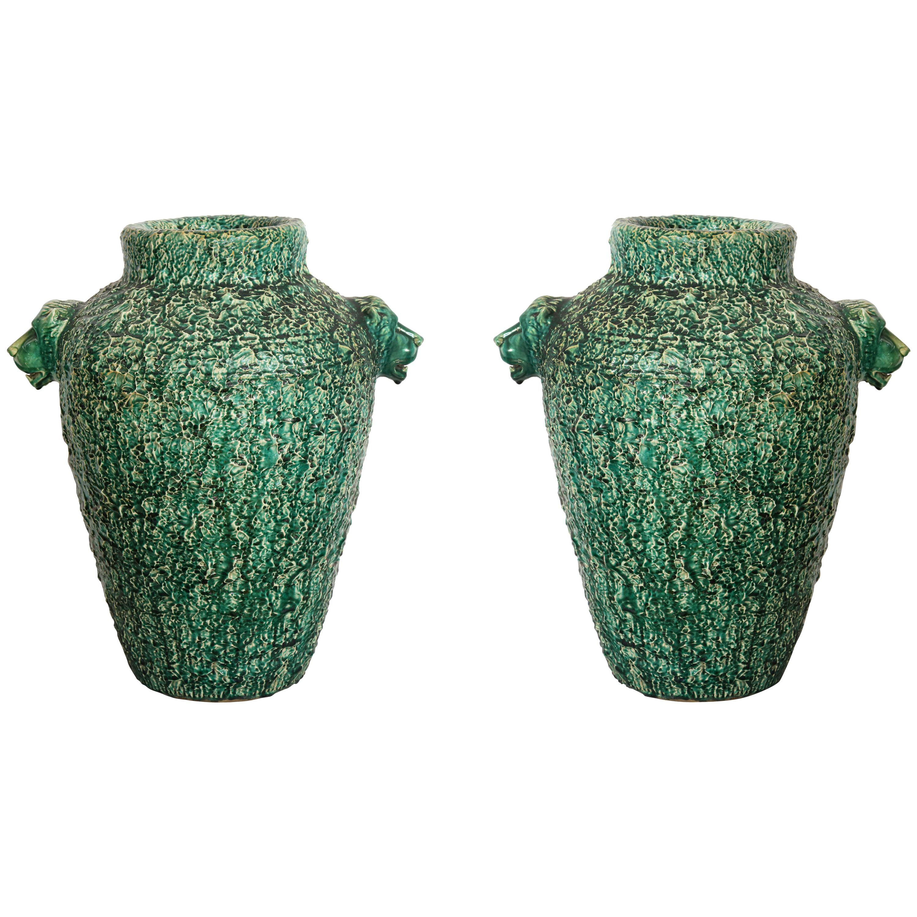 Pair of Monumental Ceramic Urns
