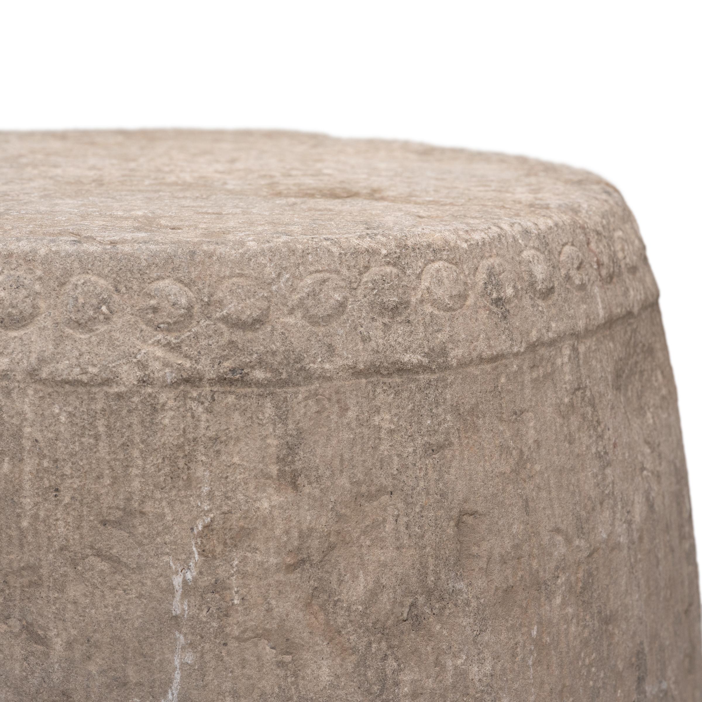 Pair of Monumental Chinese Limestone Drums, c. 1800 5