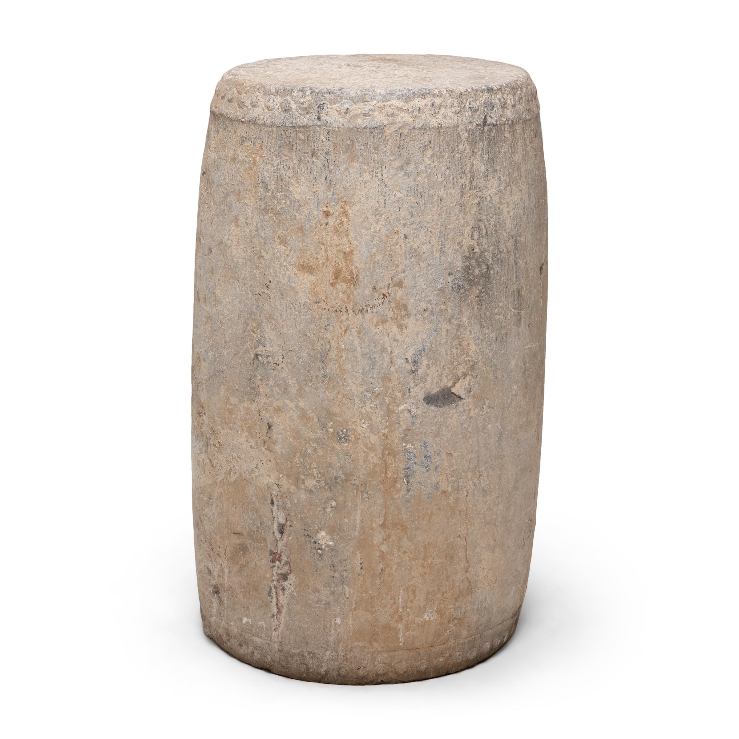 Pair of Monumental Chinese Limestone Drums, c. 1800 1