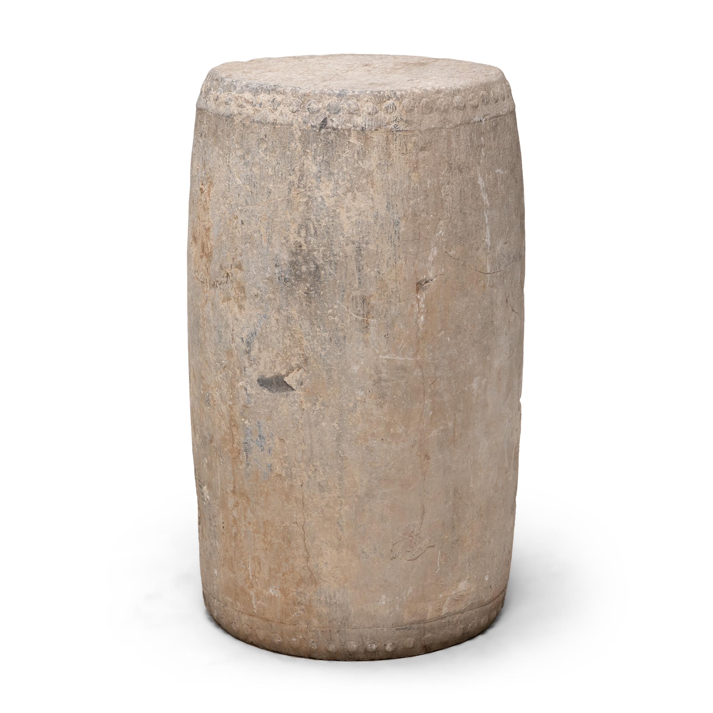 Pair of Monumental Chinese Limestone Drums, c. 1800 2
