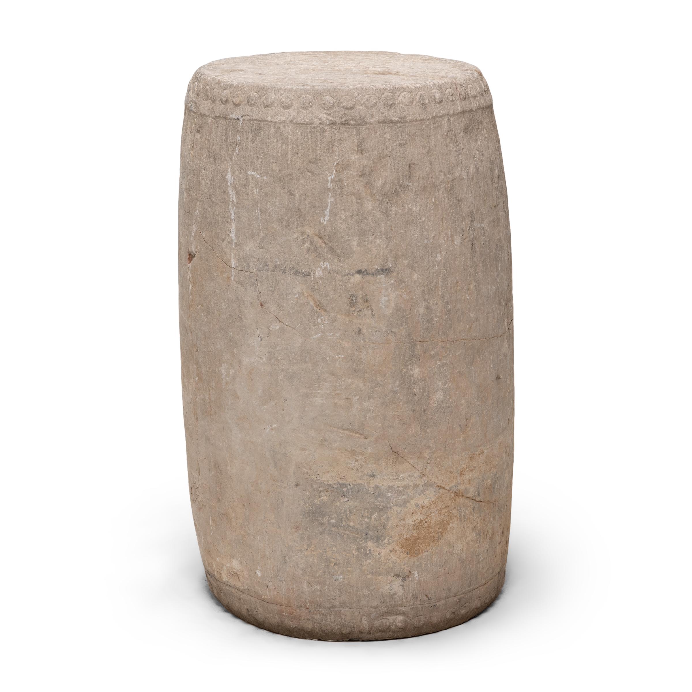 Pair of Monumental Chinese Limestone Drums, c. 1800 3