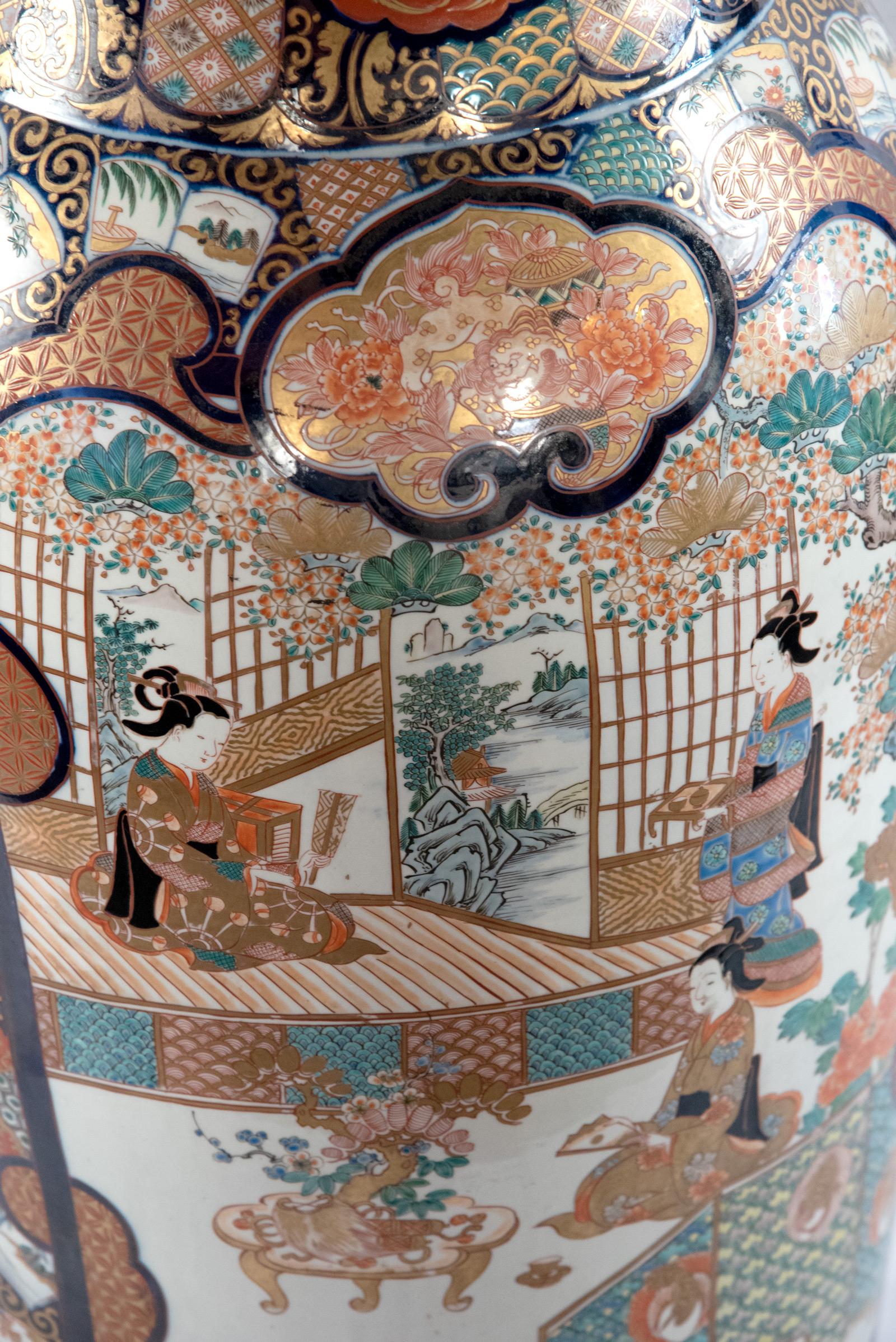 Chinoiserie Pair of Monumental Japanese Vases, circa 1890