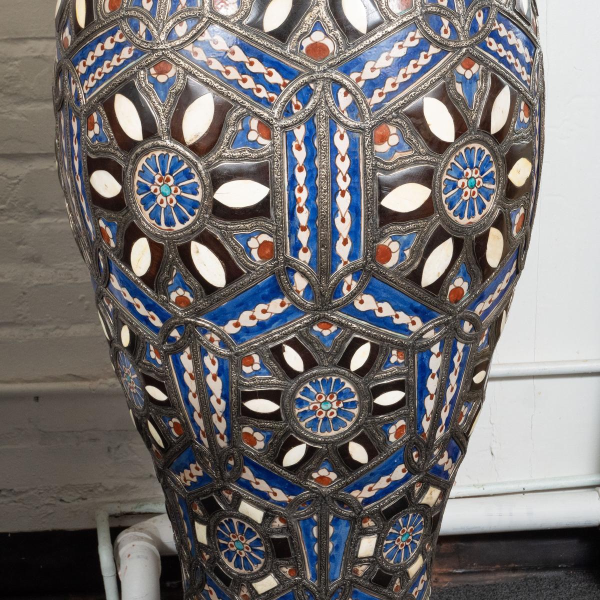 Pair of Monumental, Colorful Moroccan Ceramic Vases For Sale 4