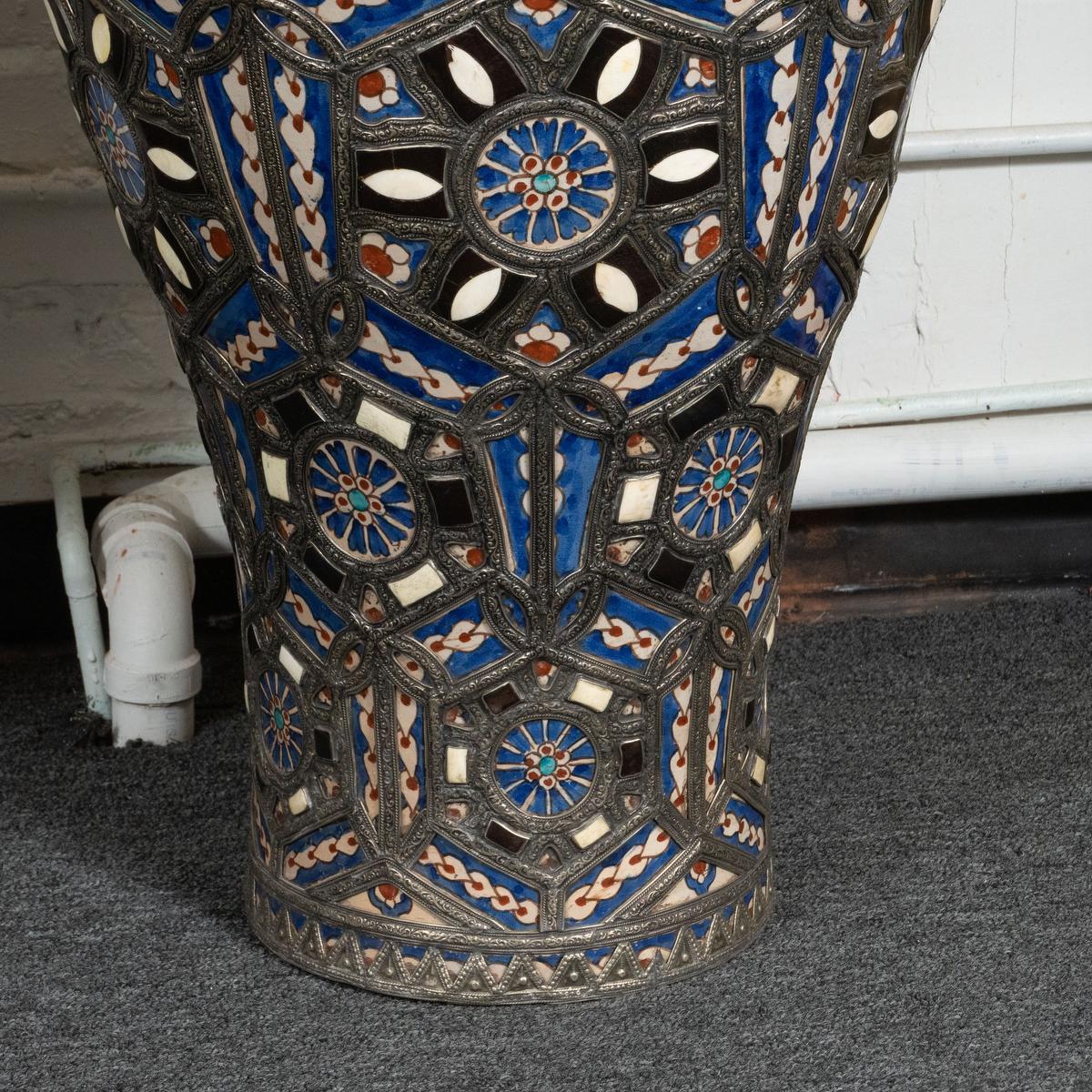 Pair of Monumental, Colorful Moroccan Ceramic Vases For Sale 5
