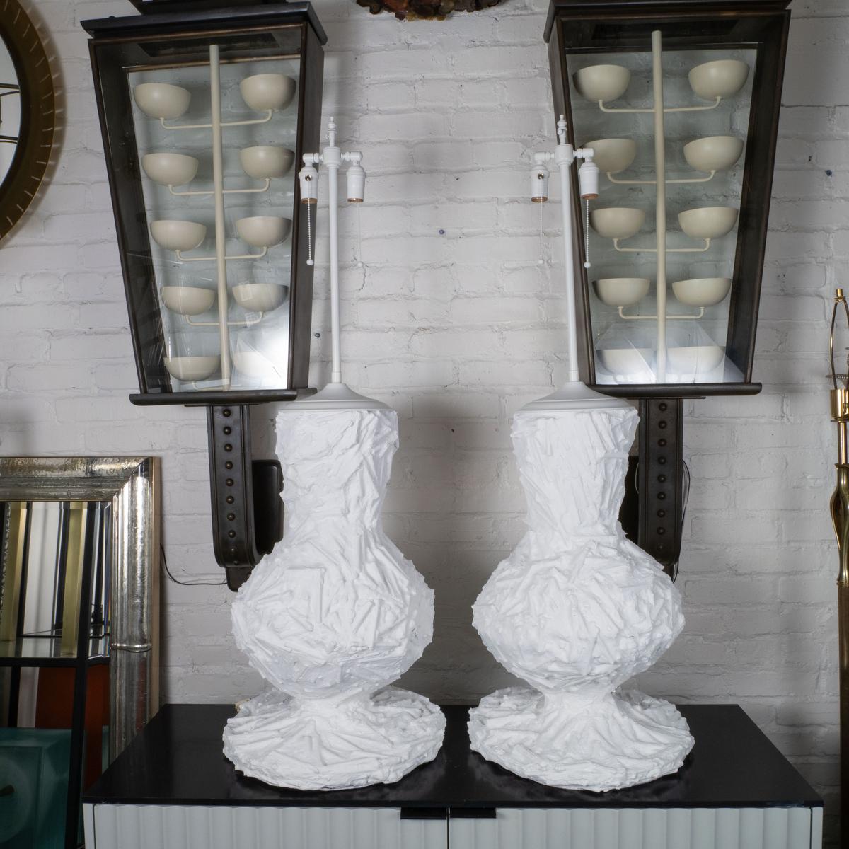 Organic Modern Pair of monumental composition table lamps For Sale