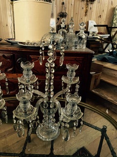 Pair of Monumental Crystal, Rock Crystal and Brass Candelabras.  Great Scale