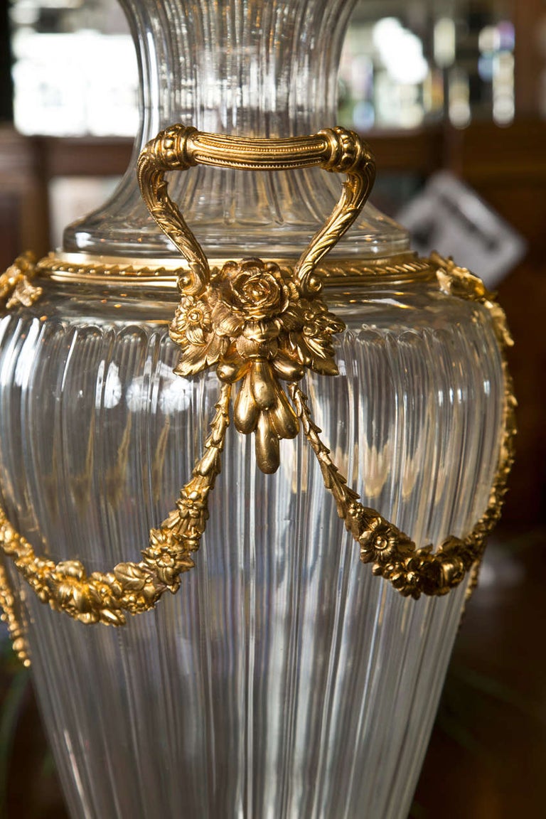 Pair of Monumental Crystal Vases at 1stDibs