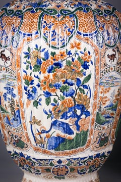 Pair of Monumental Delft Covered Temple Jars, circa 1880