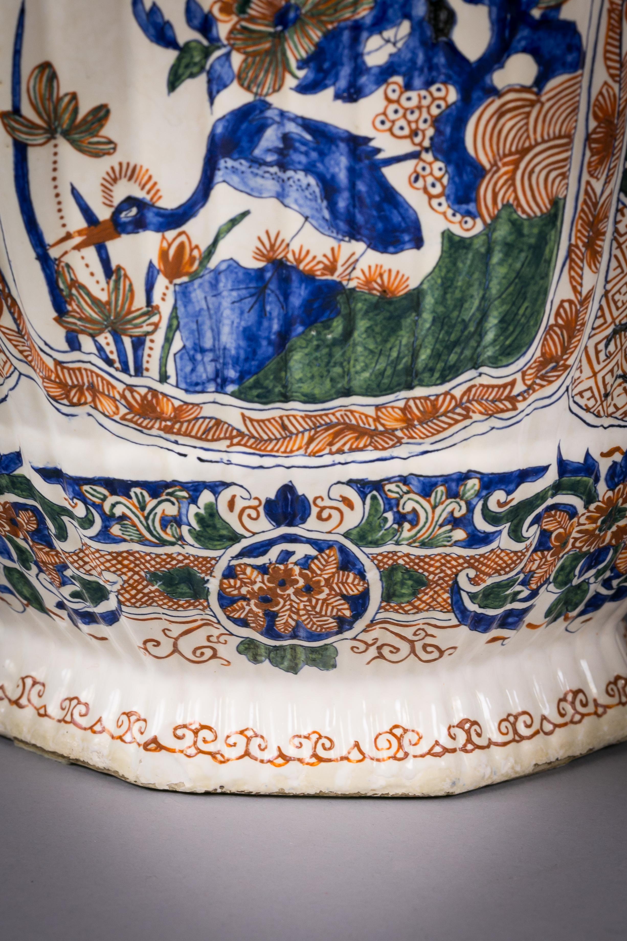 Dutch Pair of Monumental Delft Covered Temple Jars, circa 1880 For Sale