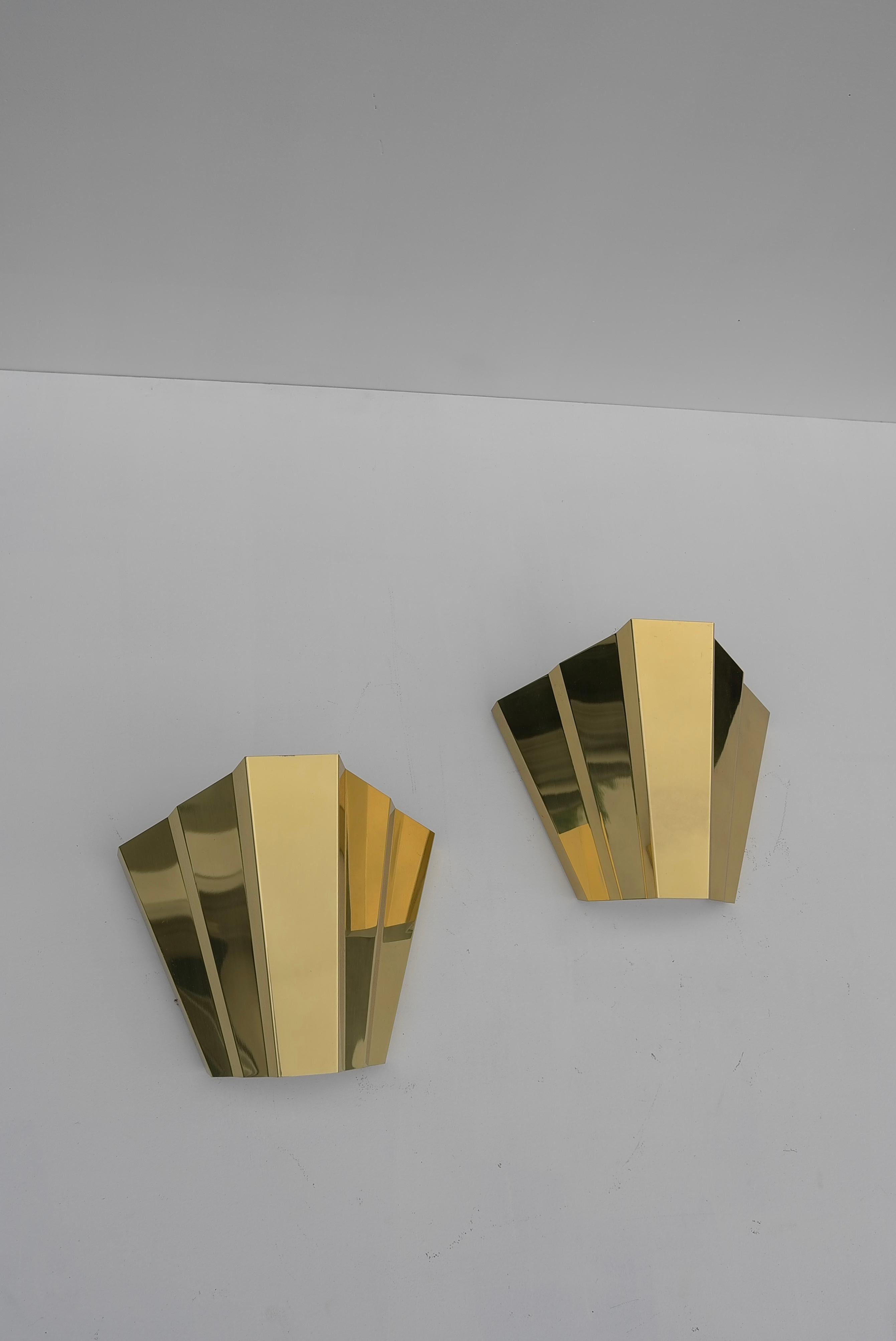 Late 20th Century Pair of Monumental 'Diamond' Wall Lamps in Style of Gio Ponti