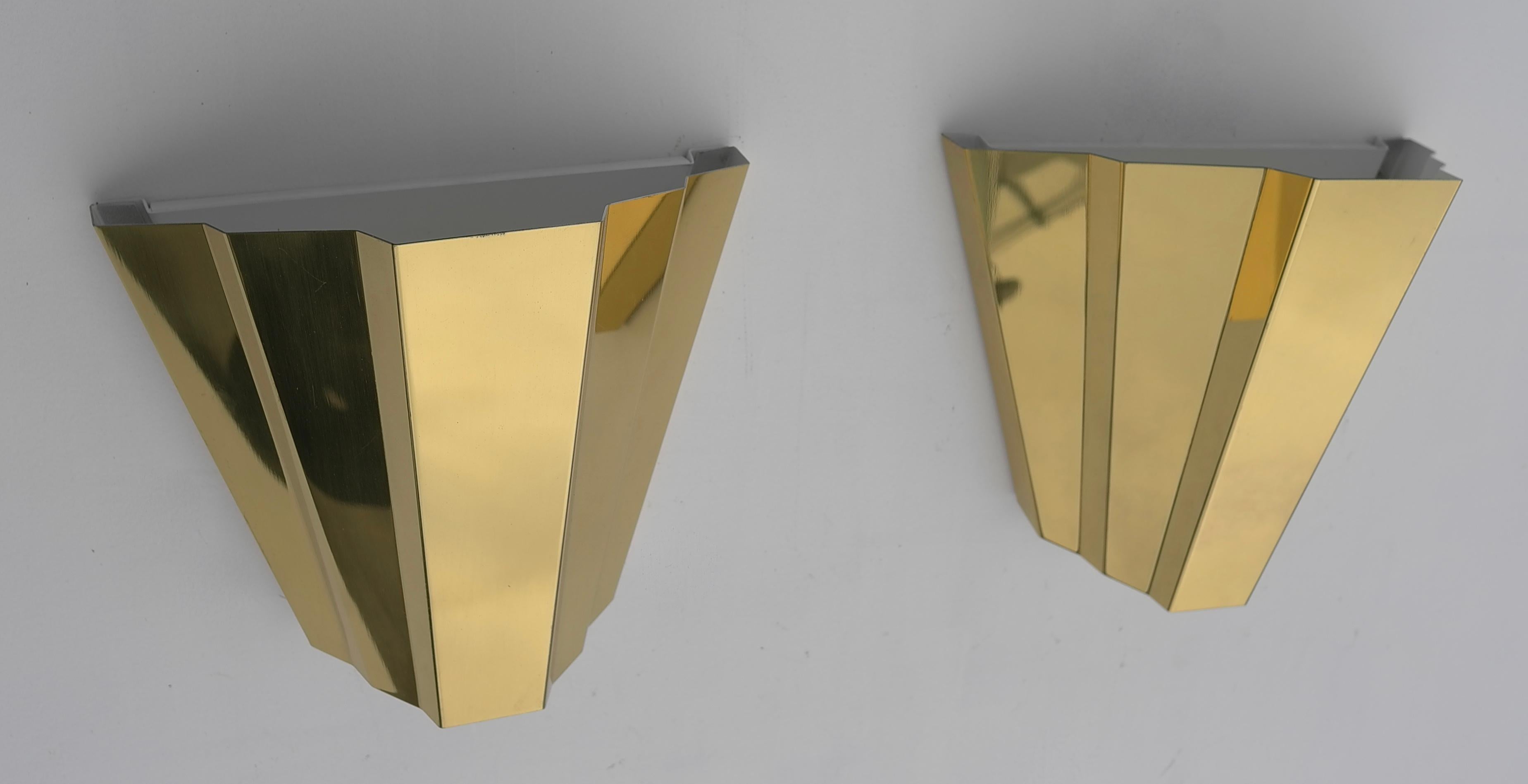 Metal Pair of Monumental 'Diamond' Wall Lamps in Style of Gio Ponti