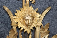 Pair of Monumental Early 1900s Era French Dore' Gilt Bronze Sconces with Figures