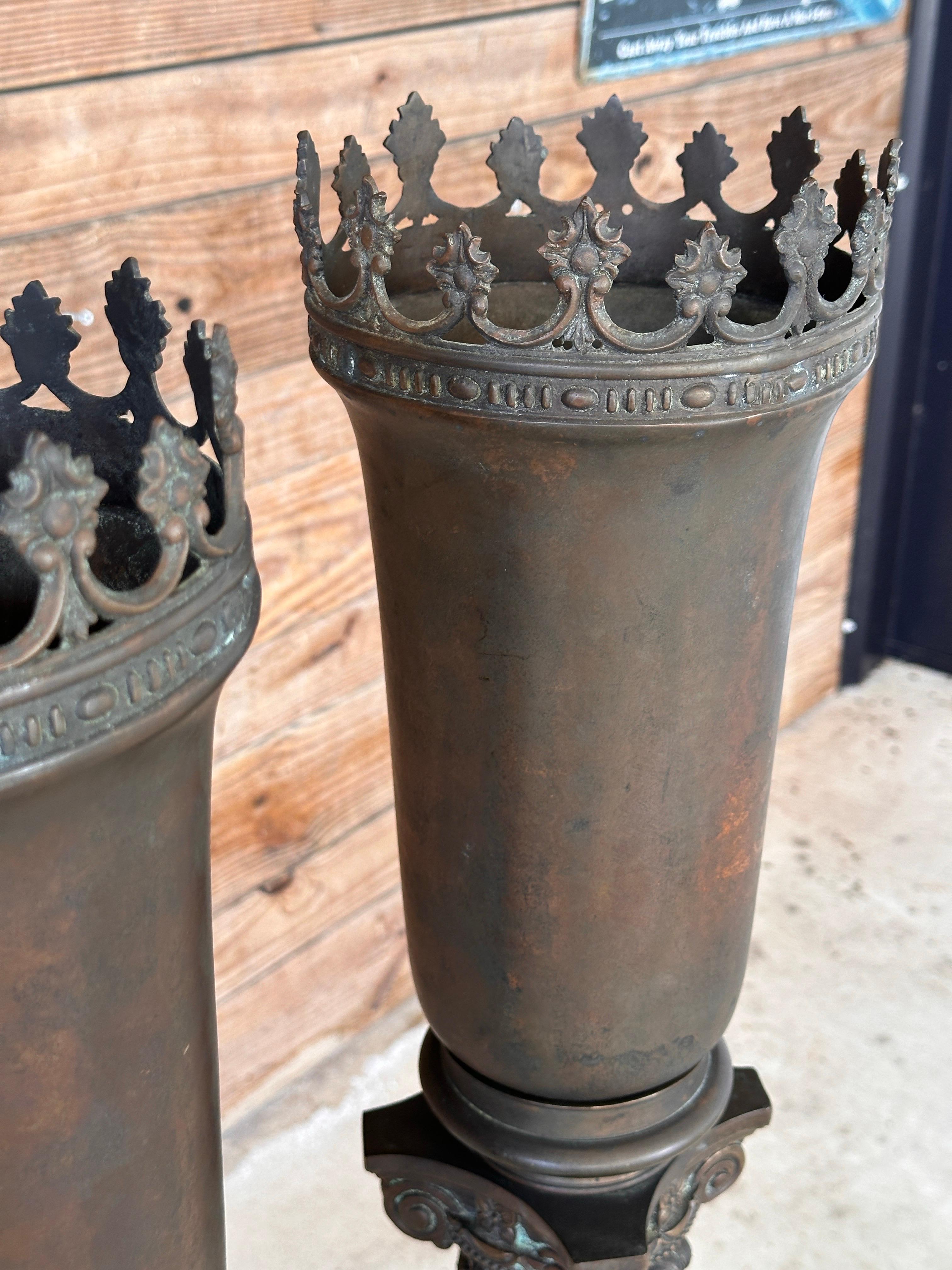Unknown Pair of Monumental Early 20th Century Neoclassical Bronze and Marble Torchère La For Sale