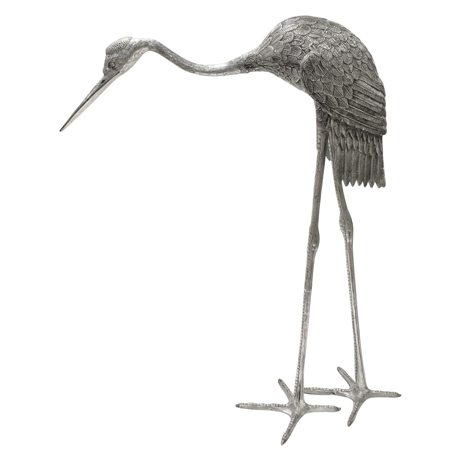 Mid-Century Modern Pair of Monumental Egrets in Etched Aluminum, 1970s