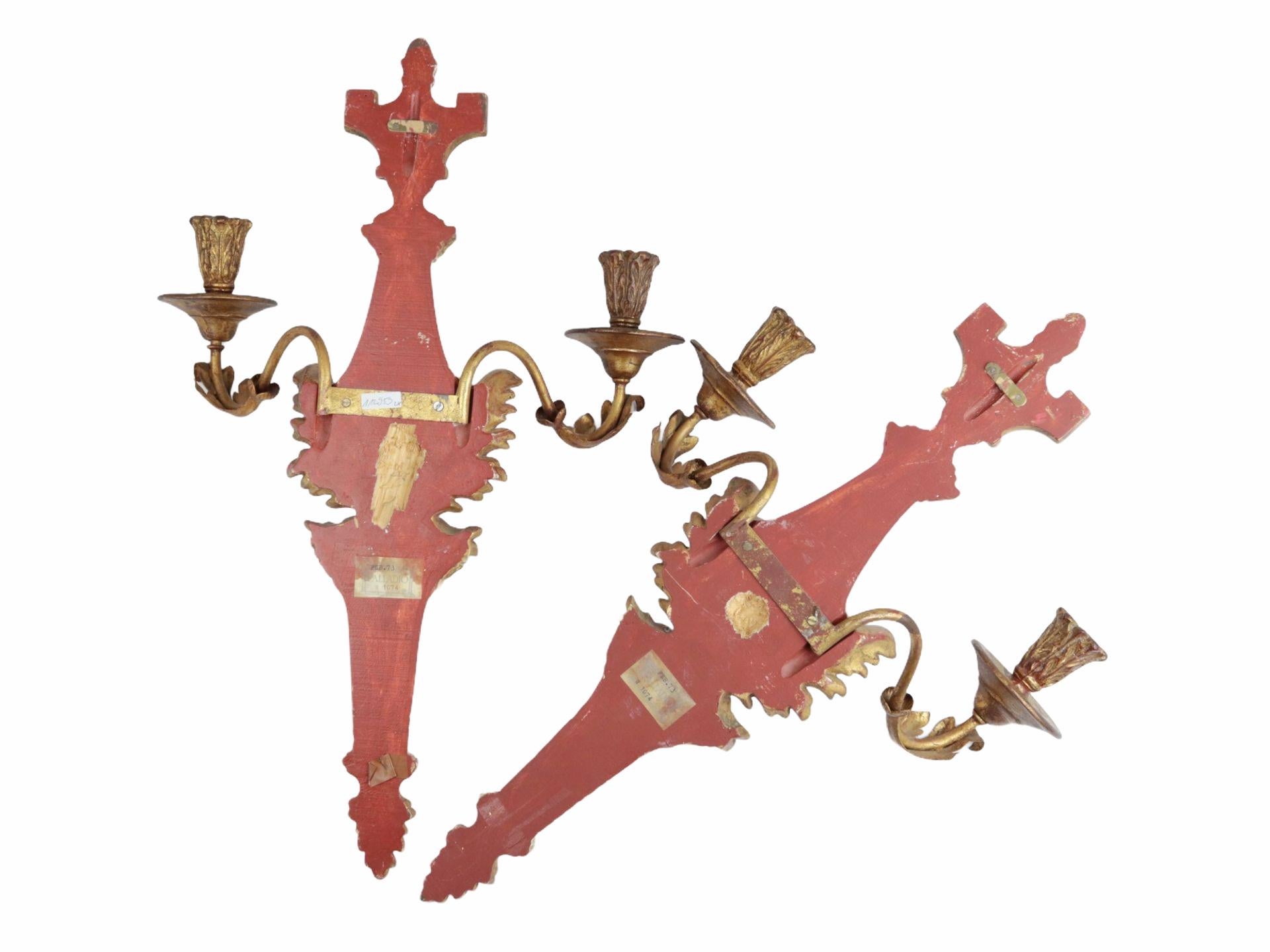 Pair of Monumental Empire Style Candle Wall Sconces Candlestick, Italy, 1970s For Sale 8