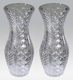 Pair of Monumental English Cut Glass Crystal Vases