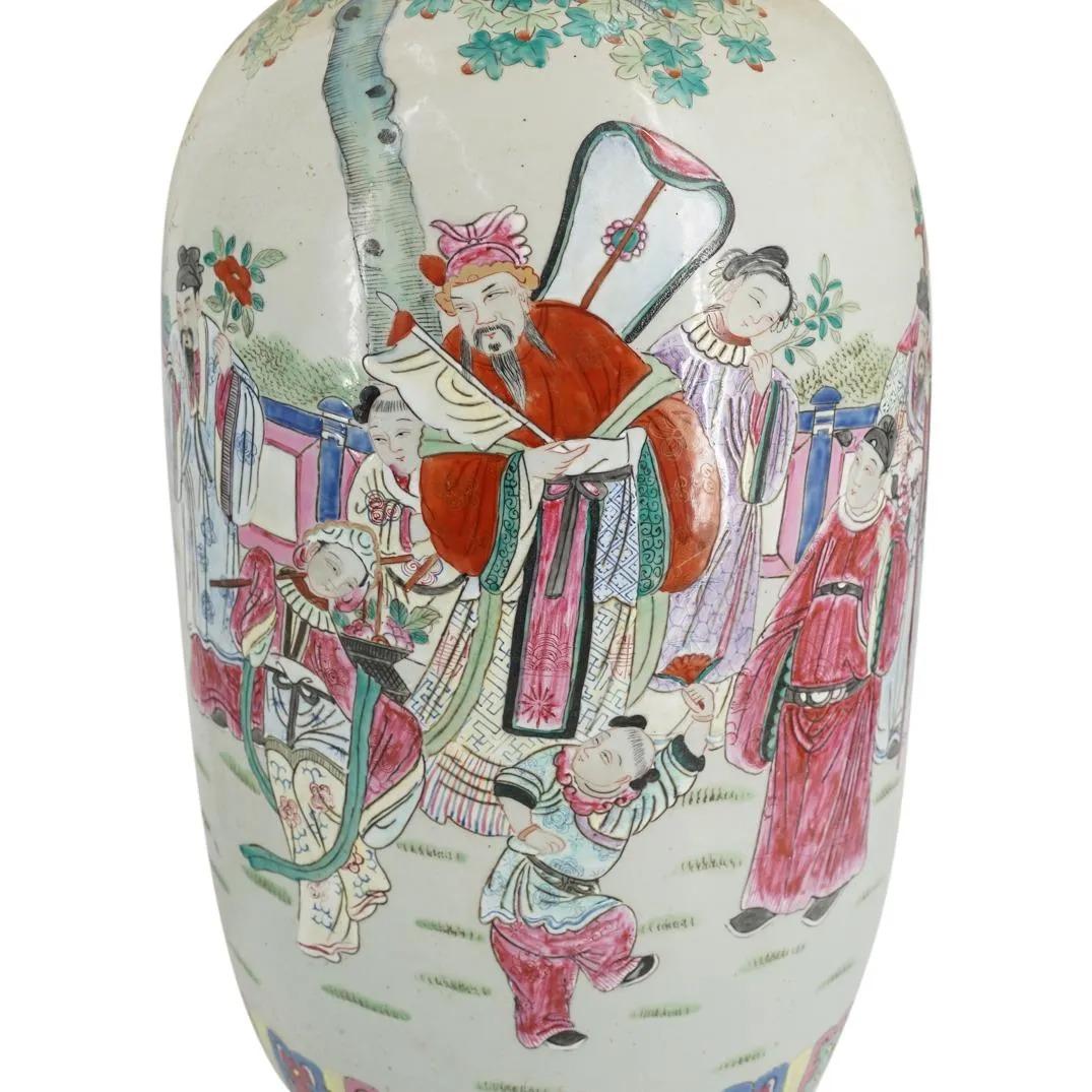 Pair of Monumental Famille Rose Porcelain Vases For Sale 3