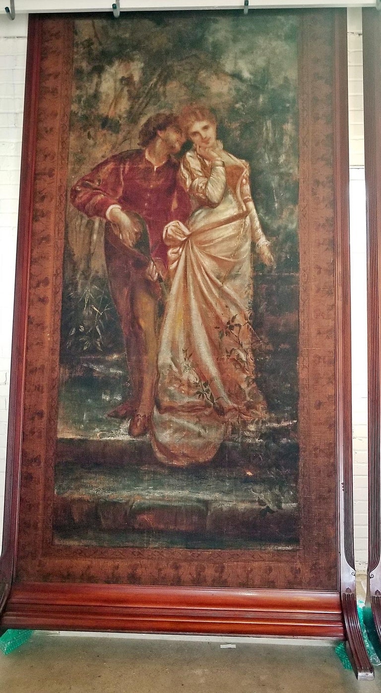 Pair of Monumental Framed Italian 18th Century Painted Tapestries For