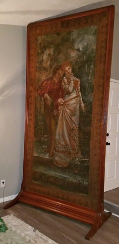 Pair of Monumental English Regency Framed Italian 18C Painted Tapestries